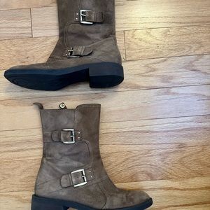 Brown leather boots
